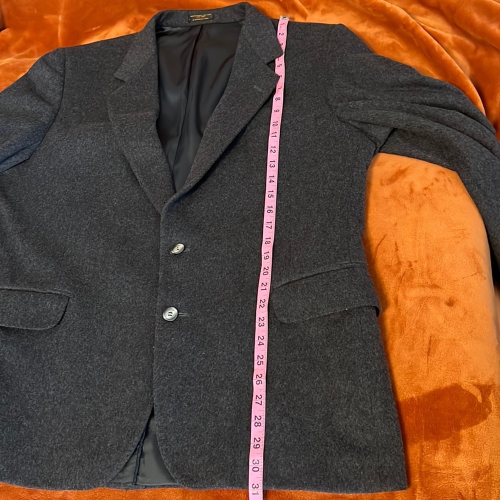 Herm Rassel Charcoal Gray Cashmere Wool & Nylon Mens Blazer Sz Xl Estimate - Picture 11 of 16